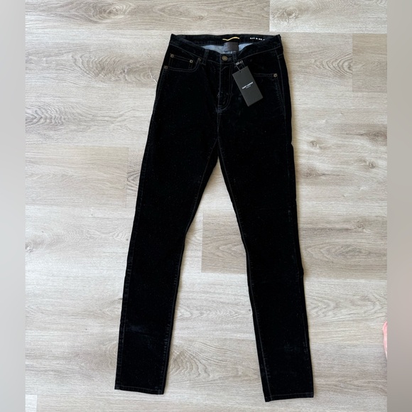 NWT Saint Laurent Black Velvet Jeans Size 26